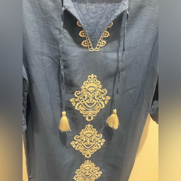 Soft Surroundings Blue Kimora Embroidered Midi Dress - Picture 5 of 7